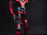 A full-size black humanoid robot standing in a frontal pose against a plain background, with torso, arms, legs and head visible.